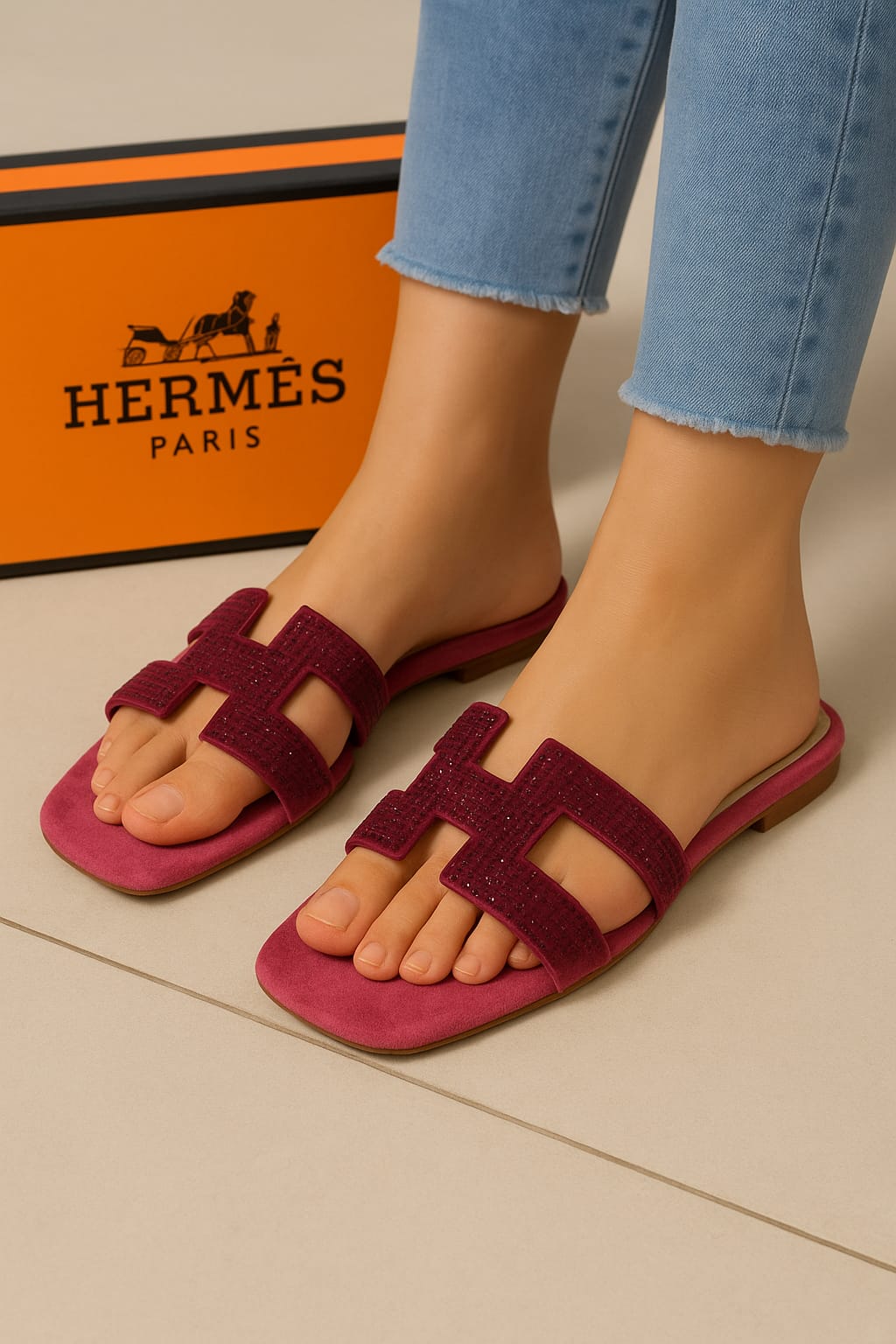 H-e-r-m-e-s stone Slipper