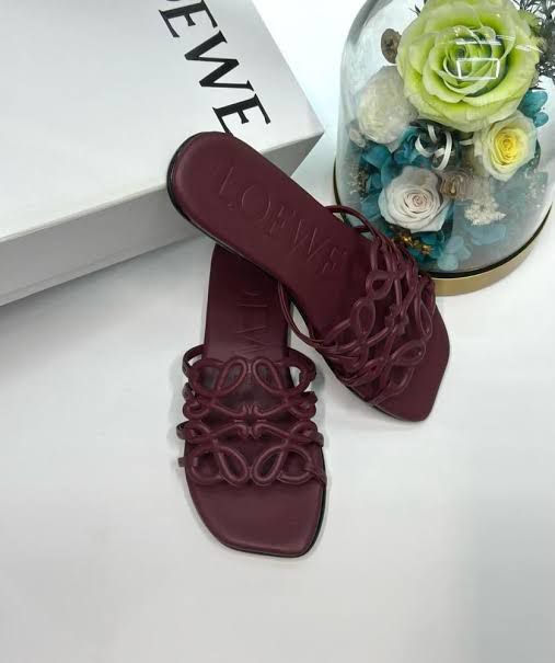 LOEWE PETAL ANAGRAM SLIDE SANDALS.