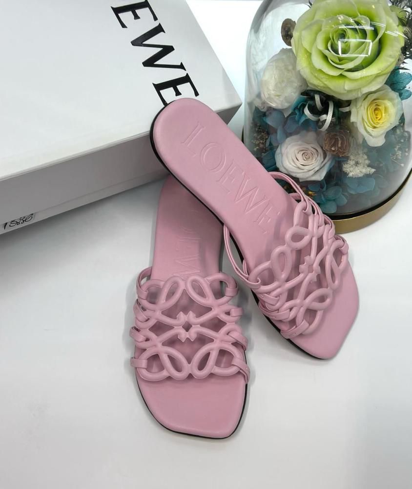 LOEWE PETAL ANAGRAM SLIDE SANDALS.