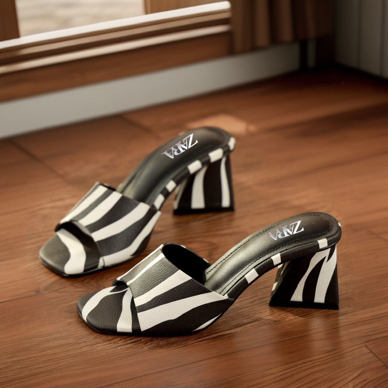 ZARA ZEBRA TRIANGLE HEEL