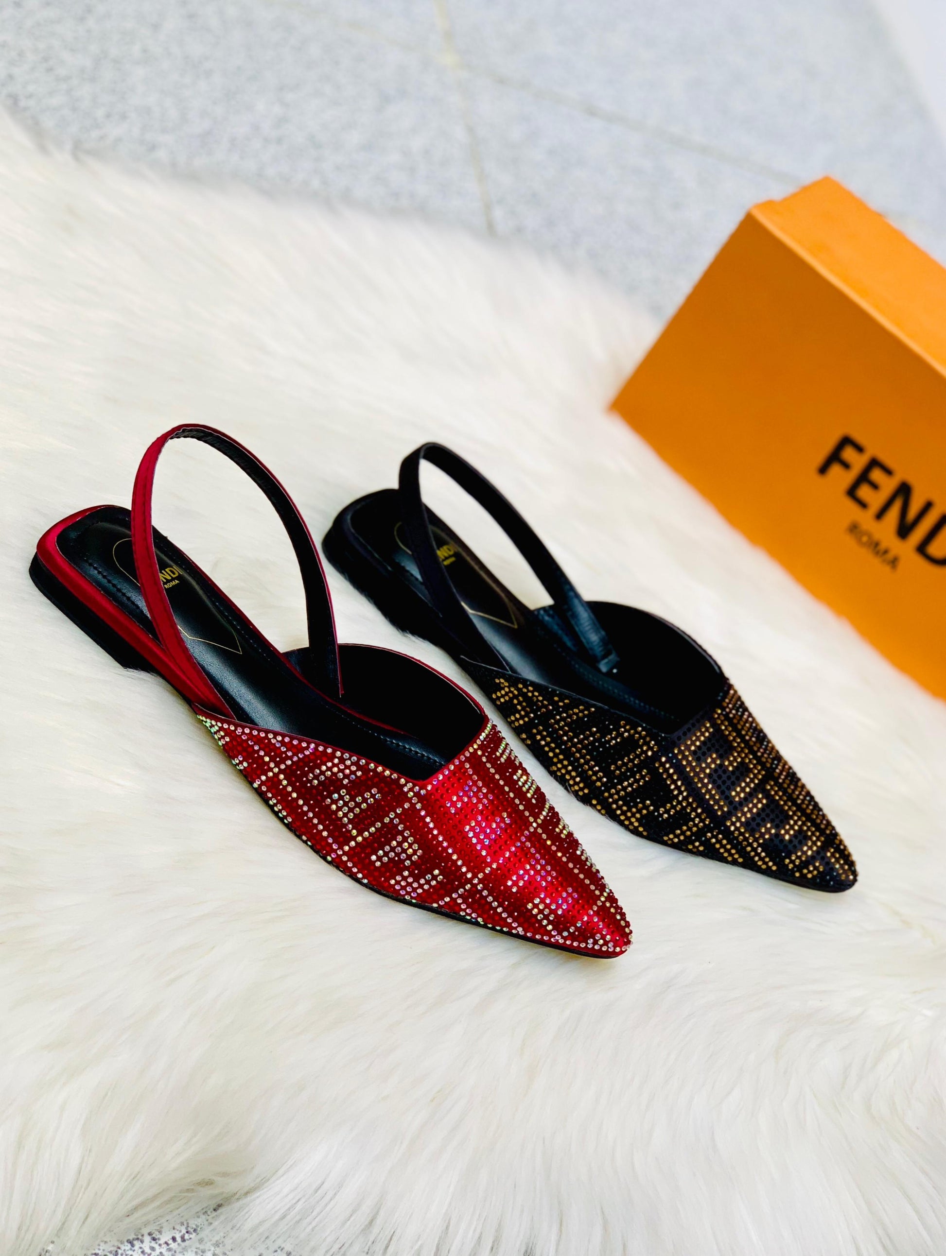 FENDI STONE FLAT PUMPS