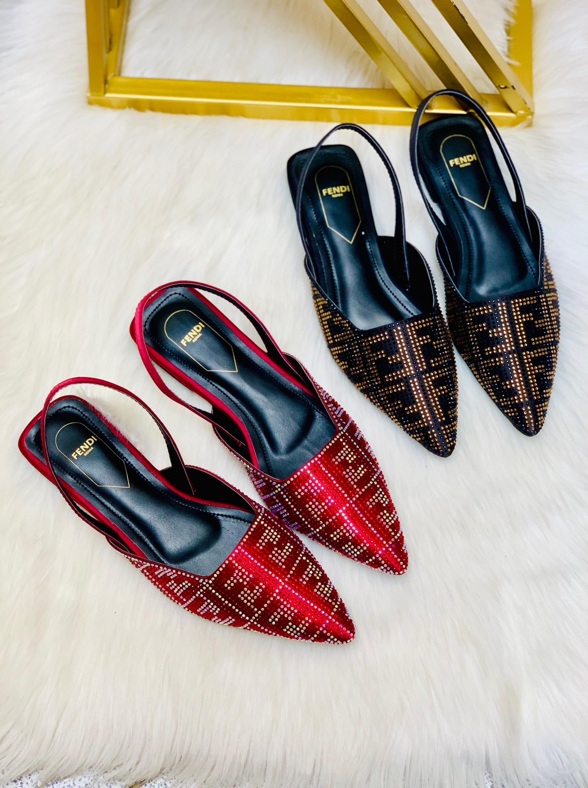 FENDI STONE FLAT PUMPS